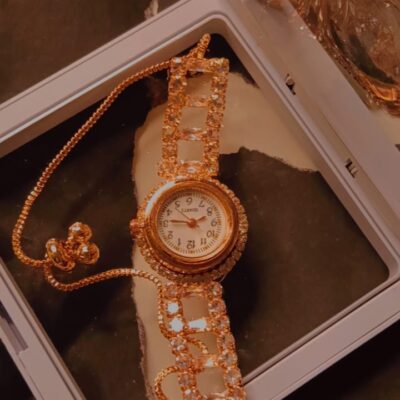 Luxury crystal bracelet women's watch in silver and gold with adjustable chain