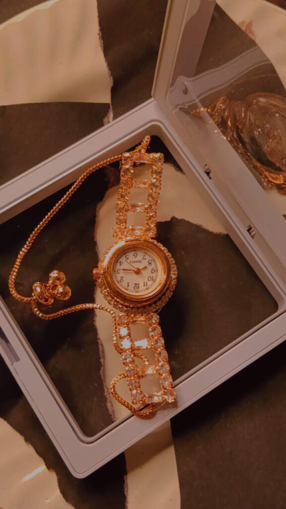 Luxury crystal bracelet women's watch in silver and gold with adjustable chain