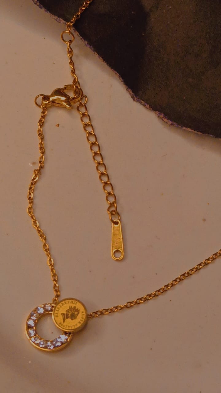 Golden Coin & Crystal Half-Moon Pendent - Image 3
