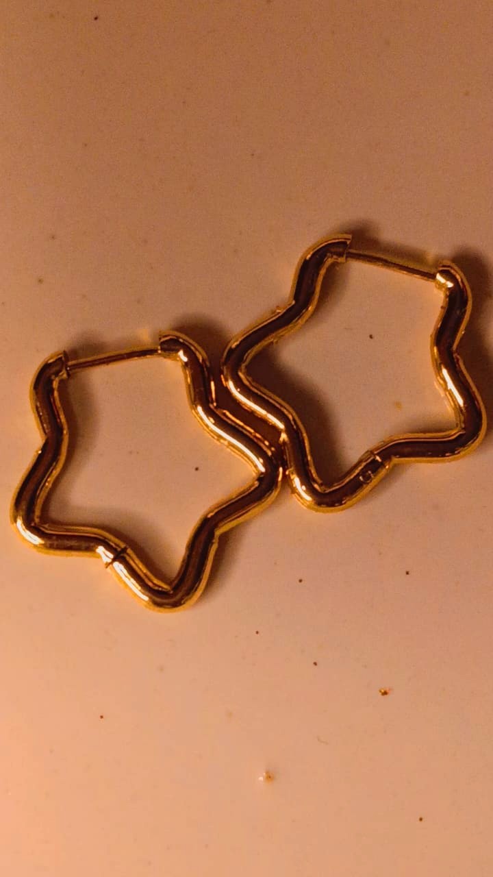Gold Star Hoop Earrings-Pearlith Collection - Image 3