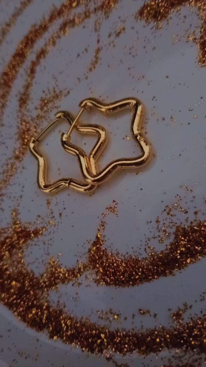 Gold Star Hoop Earrings-Pearlith Collection - Image 2