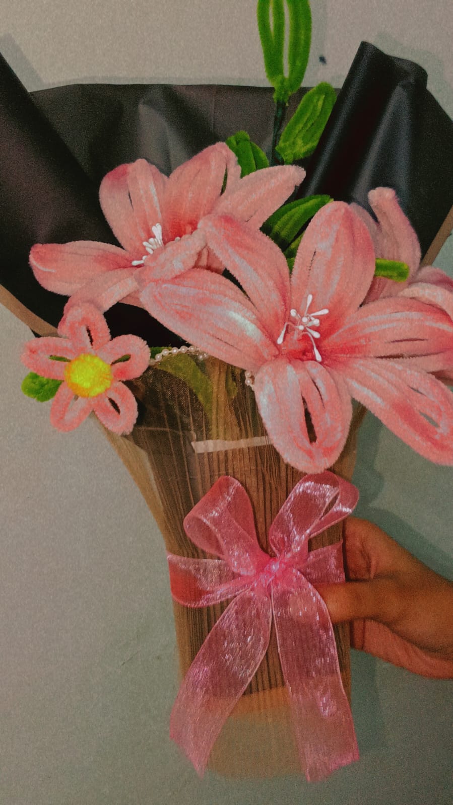 Pink Blossom Handmade Flower Bouquet - Image 3